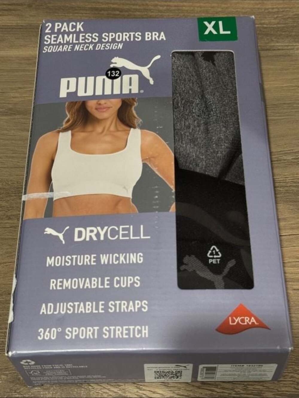 NIB Puma 2-Pack Seamless XL Sports Bras - White & Gray